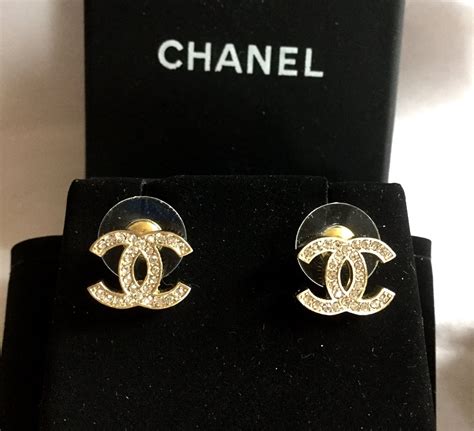 chanel cc earrings studs|authentic chanel stud earrings.